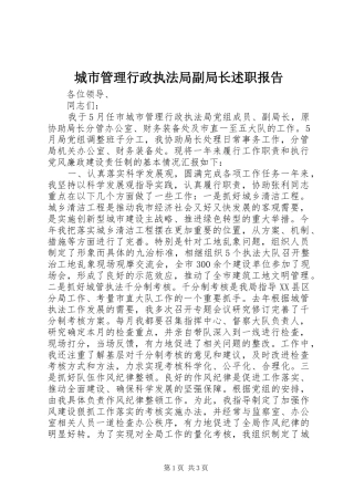 2024年城市管理行政执法局副局长述职报告