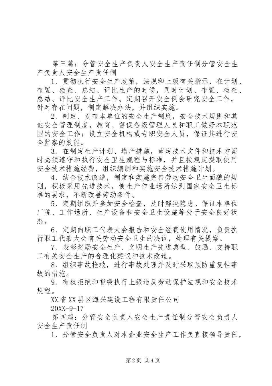 2024年分管安全生产负责人责任制度_第2页