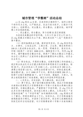 2024年城市管理学整树活动总结