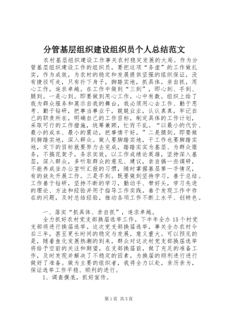 2024年分管基层组织建设组织员个人总结范文