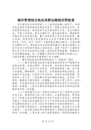 2024年城市管理综合执法局群众路线对照检查