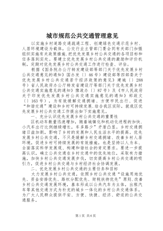 2024年城市规范公共交通管理意见