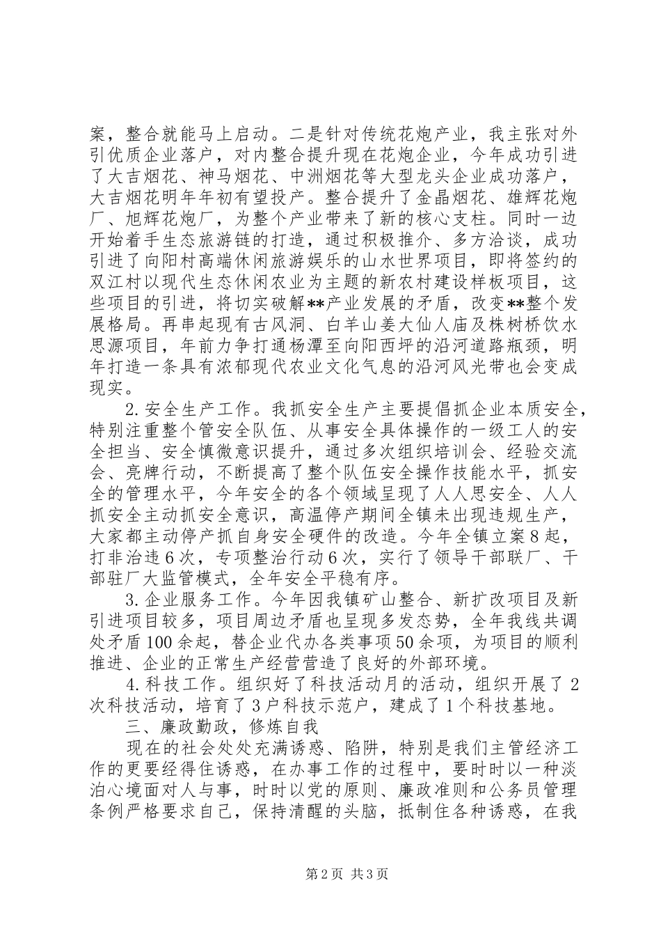 2024年分管经济副镇长述职报告_第2页