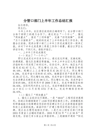 2024年分管口部门上半年工作总结汇报