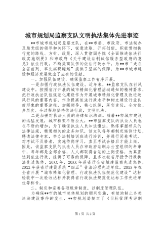 2024年城市规划局监察支队文明执法集体先进事迹