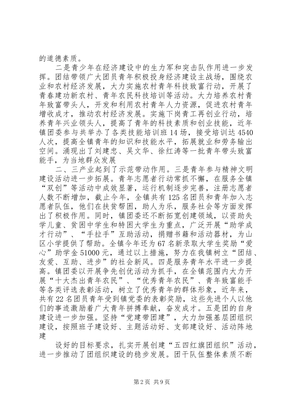 2024年在共青团镇第一次代表大会上的工作报告_第2页