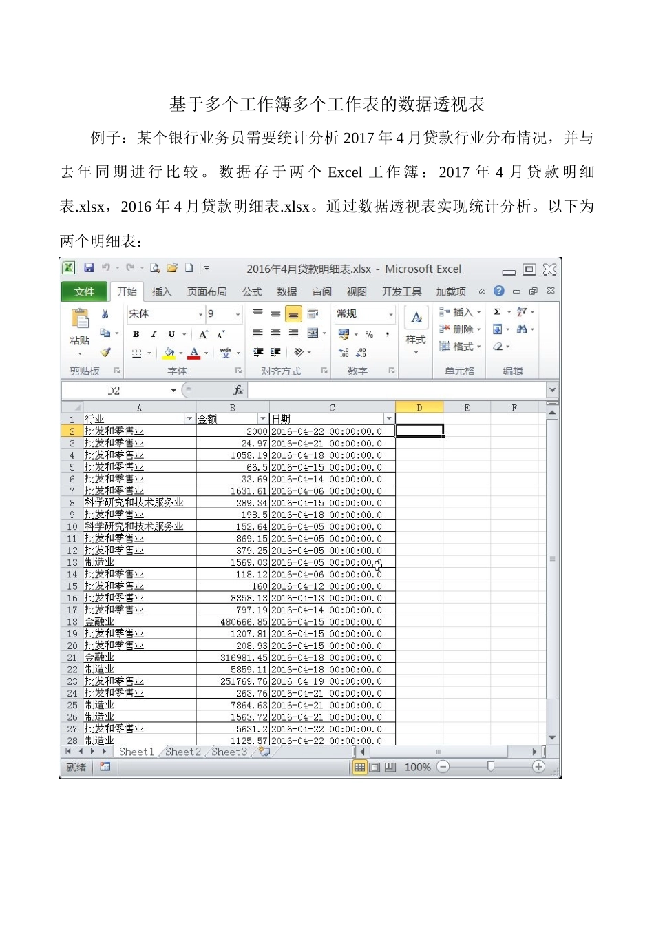 基于多个工作簿多个工作表的数据透视表教程_第1页