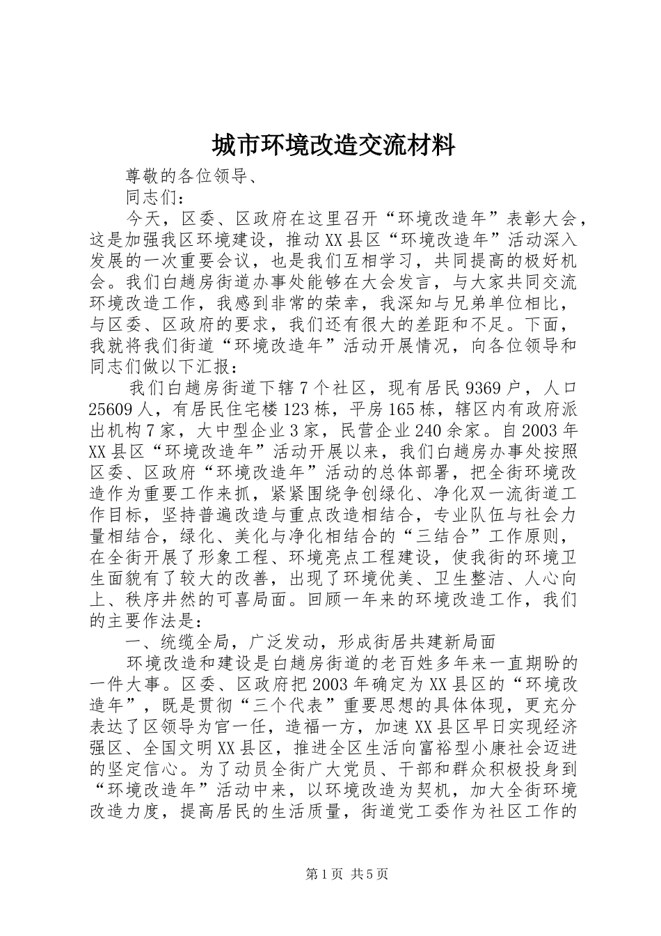 2024年城市环境改造交流材料_第1页