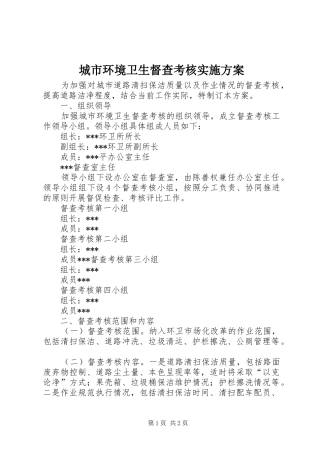 2024年城市环境卫生督查考核实施方案