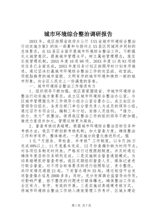 2024年城市环境综合整治调研报告