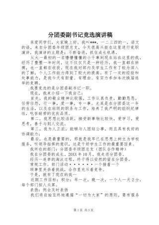 2024年分团委副书记竞选演讲稿