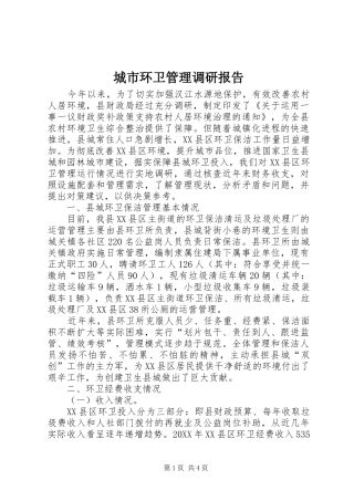 2024年城市环卫管理调研报告