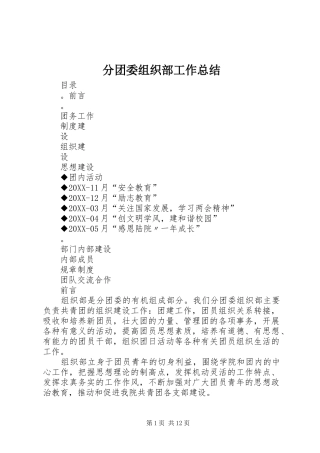 2024年分团委组织部工作总结