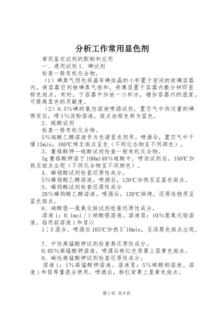 2024年分析工作常用显色剂