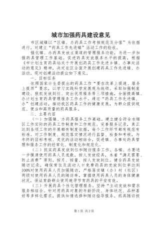2024年城市加强药具建设意见