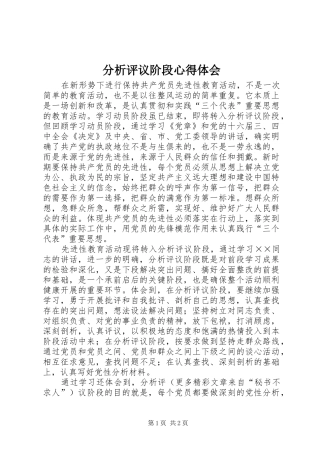 2024年分析评议阶段心得体会