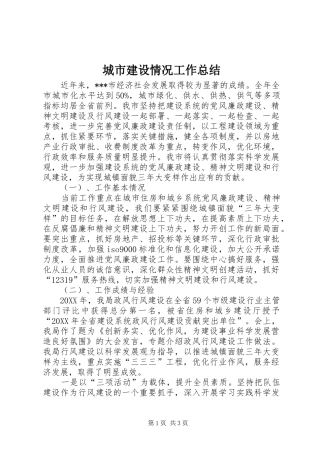 2024年城市建设情况工作总结