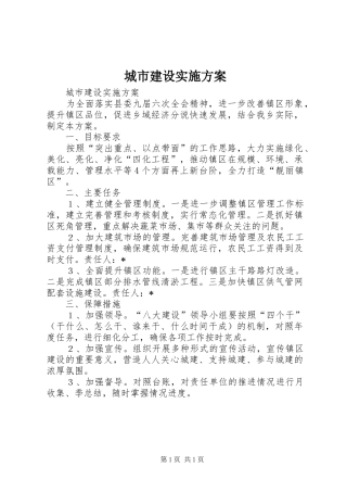 2024年城市建设实施方案