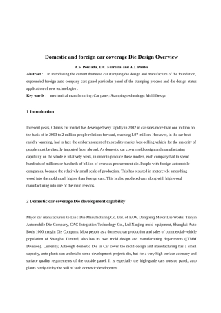 国内外轿车覆盖件模具设计概况--中英文翻译