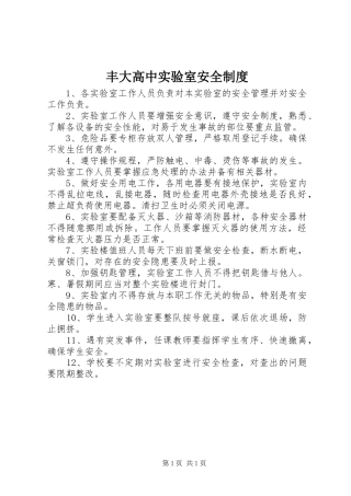 2024年丰大高中实验室安全制度