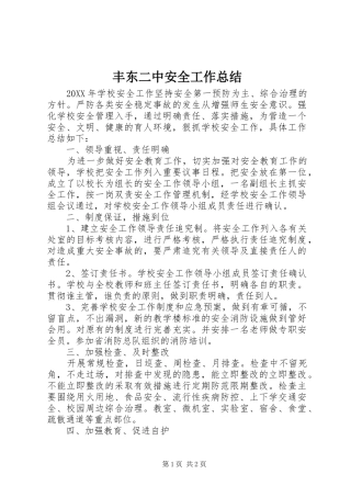 2024年丰东二中安全工作总结