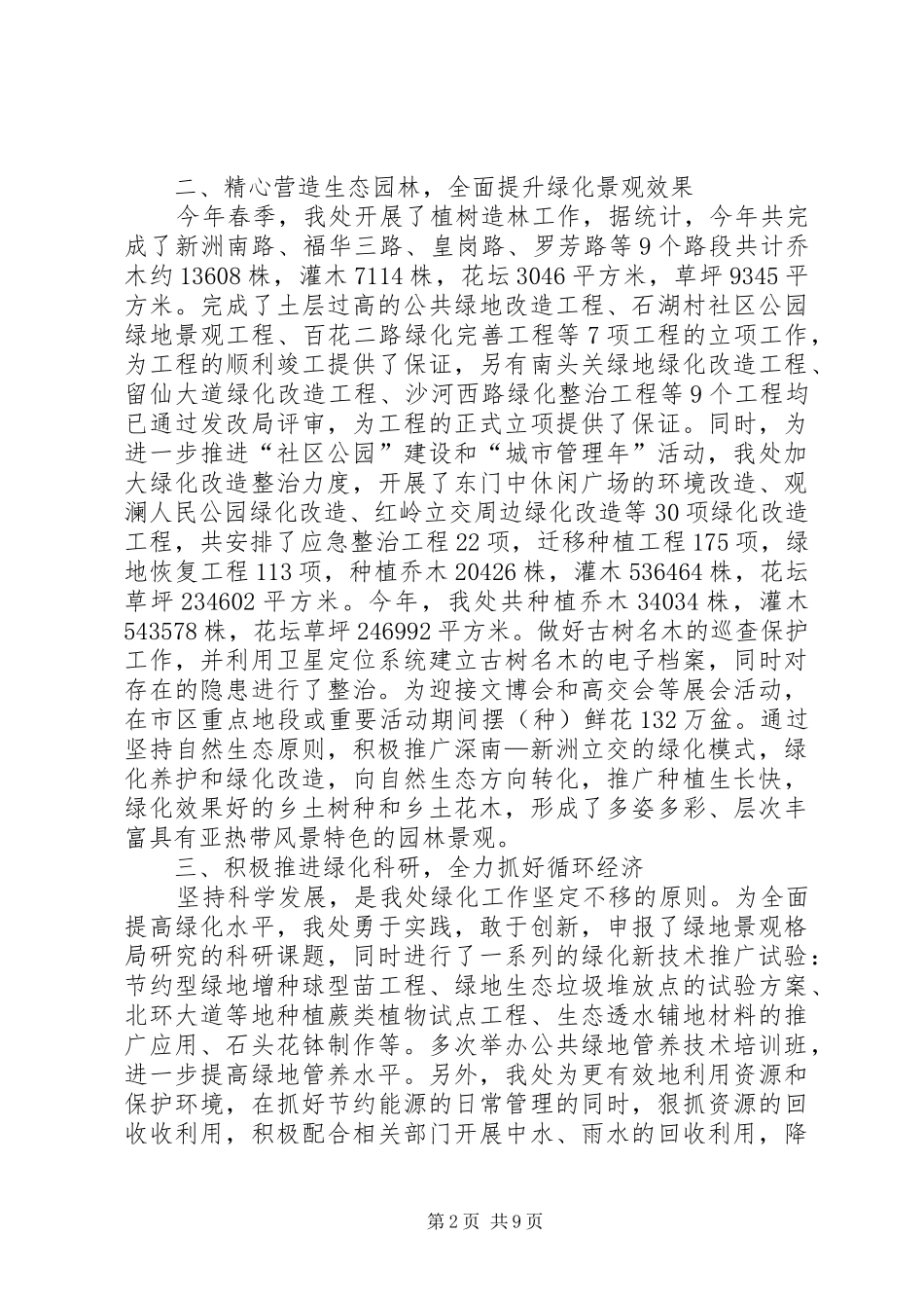 2024年城市绿化管理处的年度工作总结及工作要点_第2页