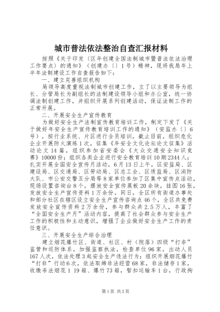 2024年城市普法依法整治自查汇报材料