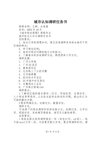 2024年城市认知调研任务书