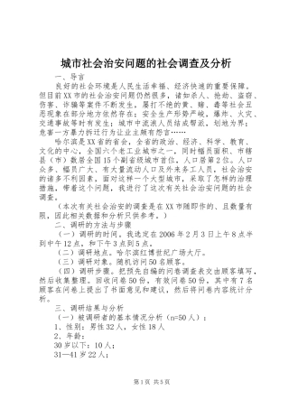 2024年城市社会治安问题的社会调查及分析