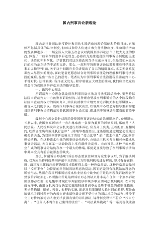 国内刑事诉讼新理论