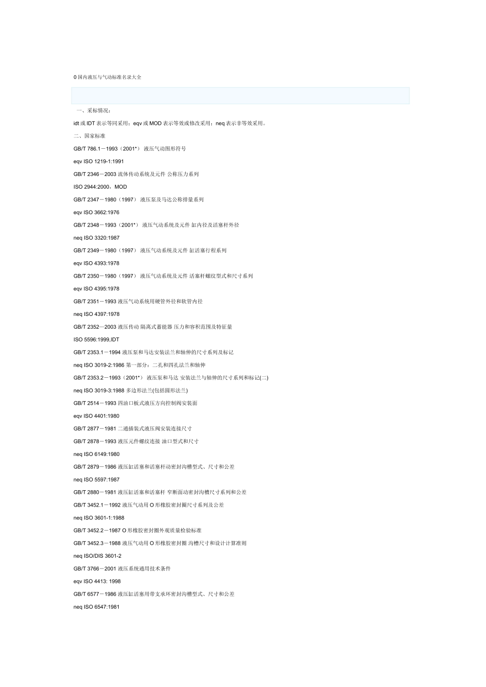 国内液压与气动标准名录大全_第1页