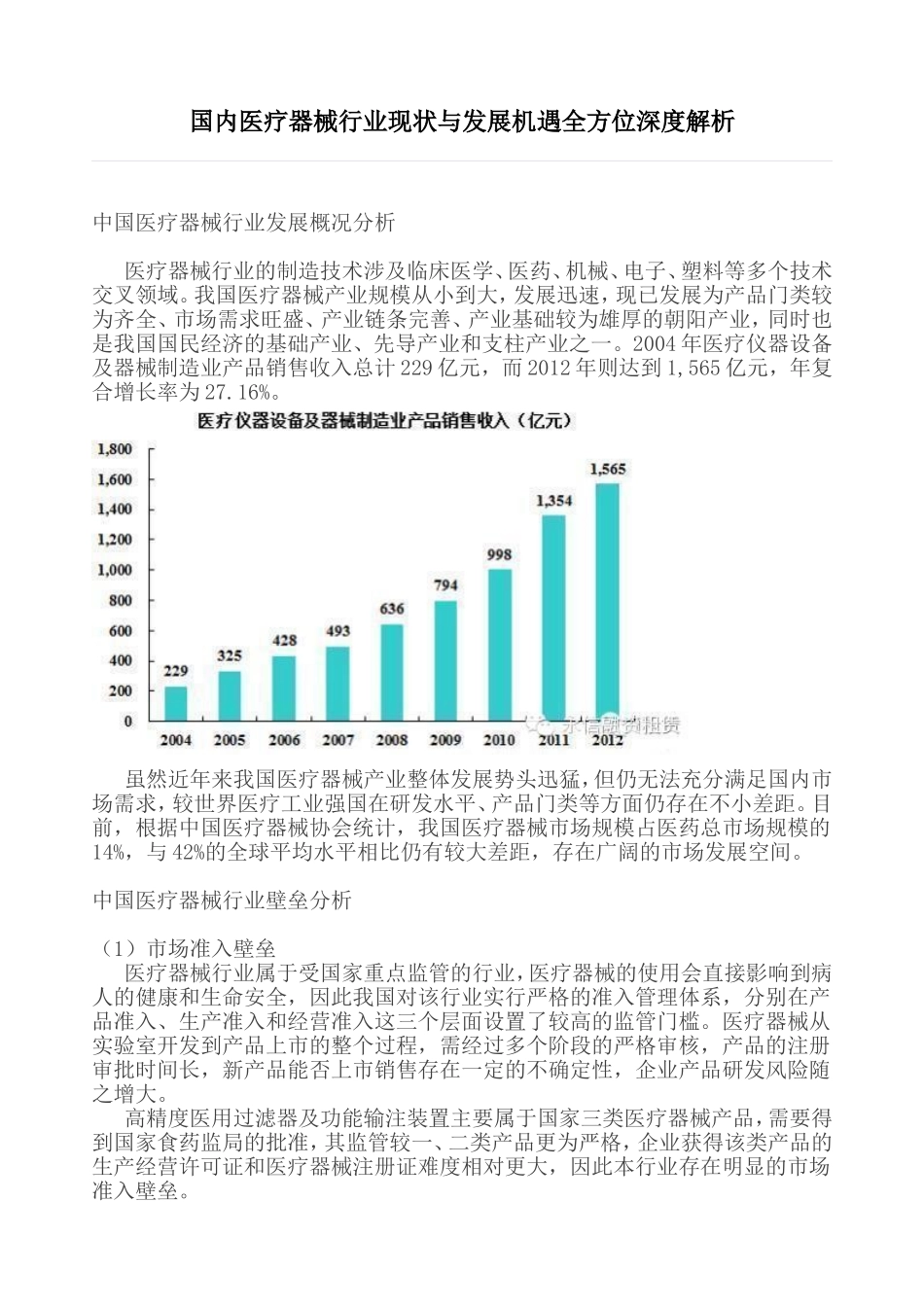 国内医疗器械行业现状与发展机遇全方位深度解析_第1页