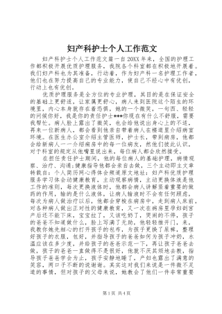 2024年妇产科护士个人工作范文