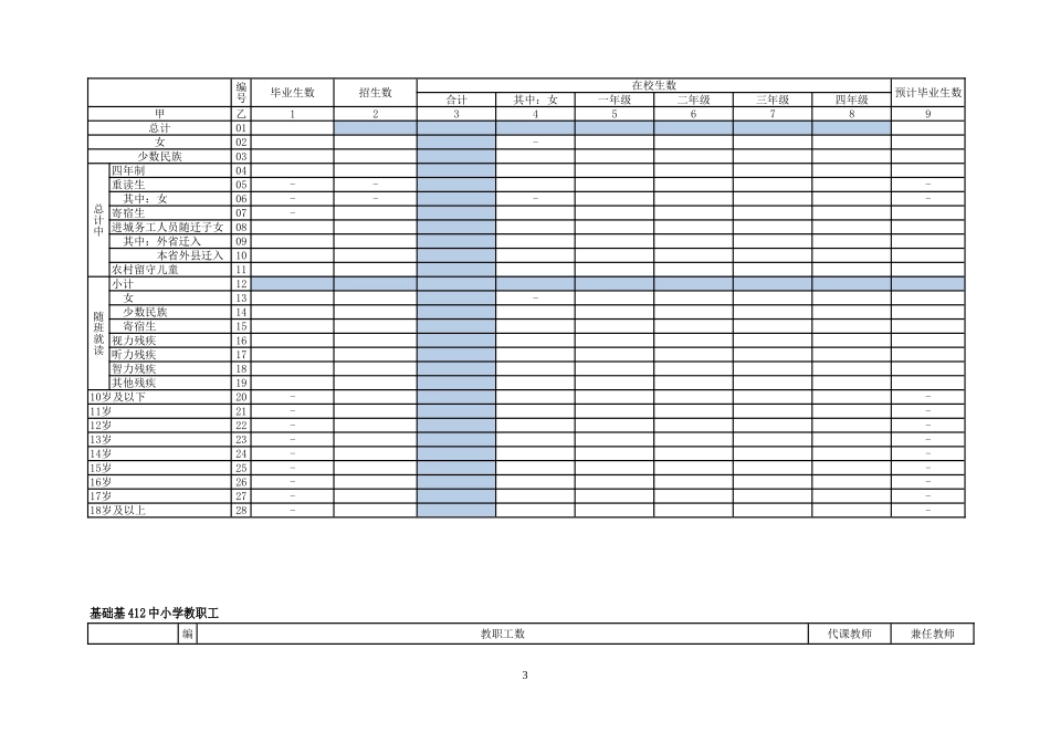 基础教育学校(机构)统计报表_第3页