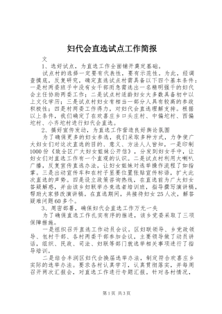 2024年妇代会直选试点工作简报
