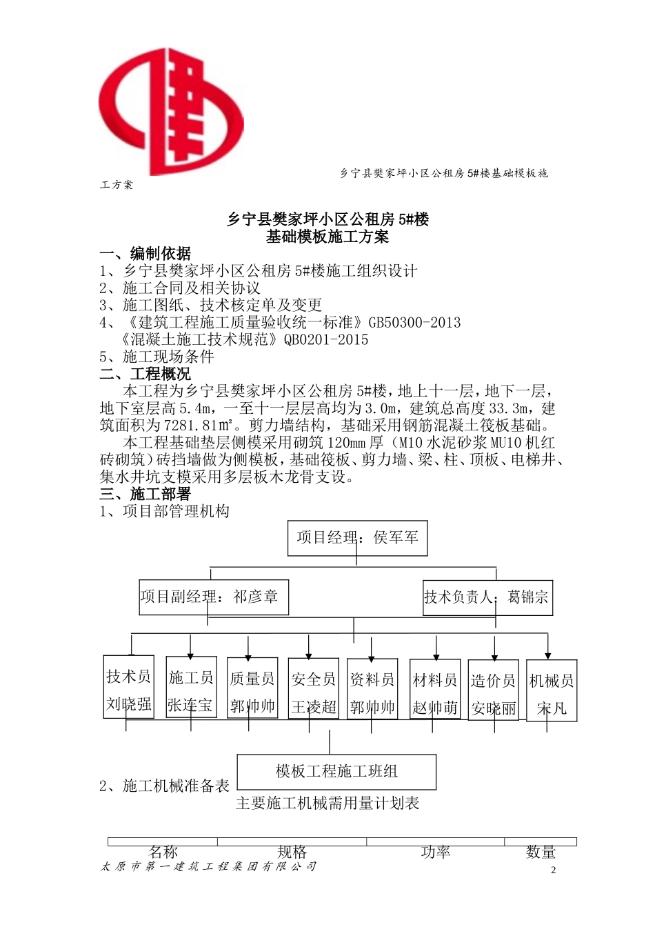 基础模板施工方案(同名24212)_第1页