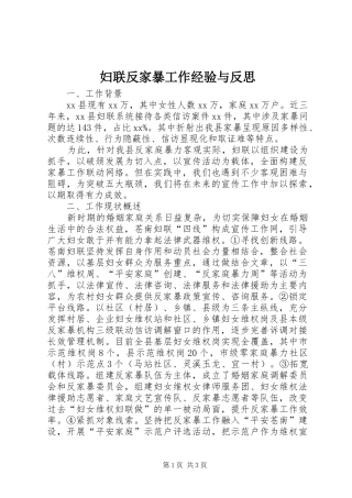 2024年妇联反家暴工作经验与反思