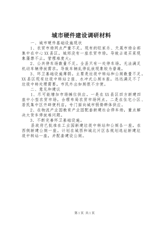 2024年城市硬件建设调研材料