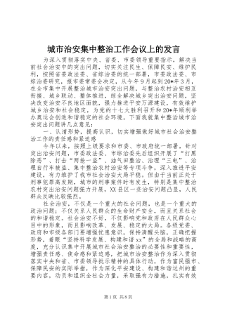 2024年城市治安集中整治工作会议上的讲话