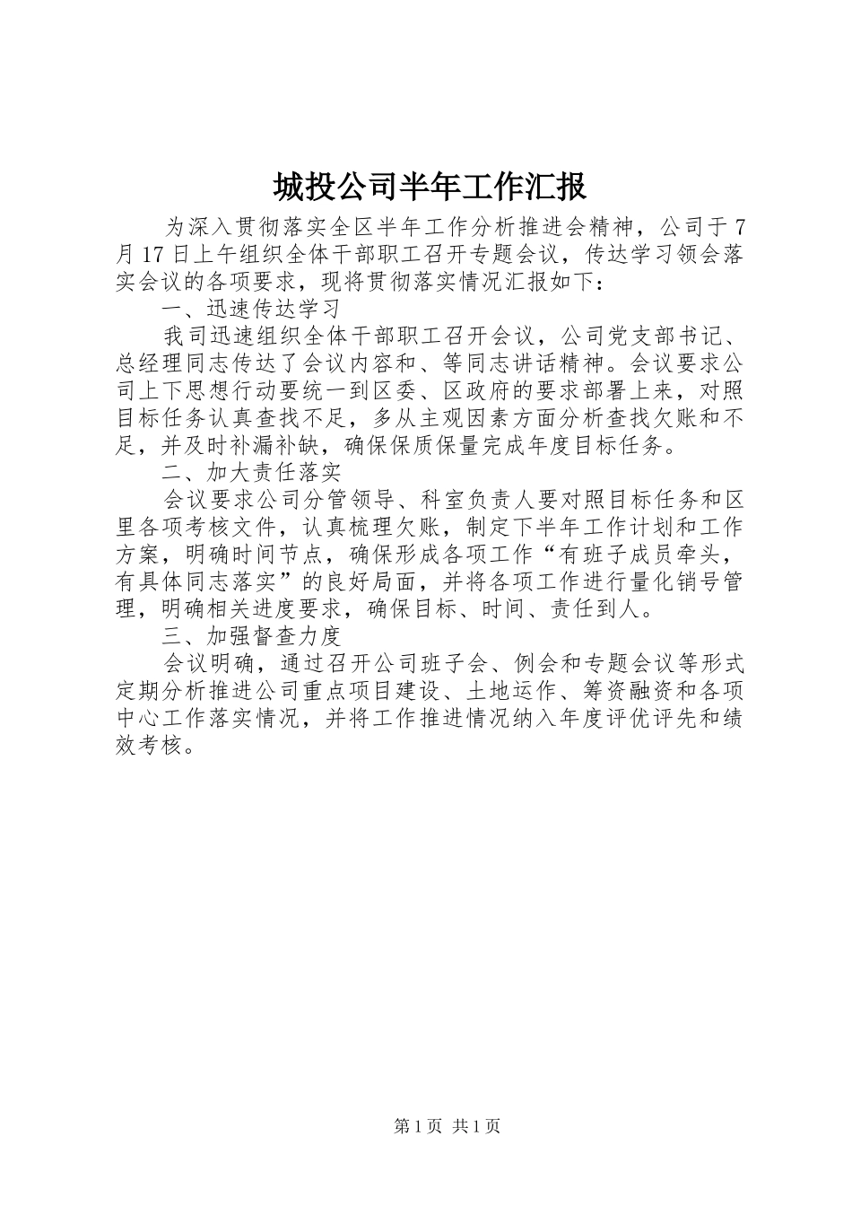 2024年城投公司半年工作汇报_第1页