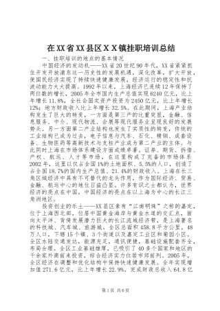 2024年在省县区ＸＸ镇挂职培训总结