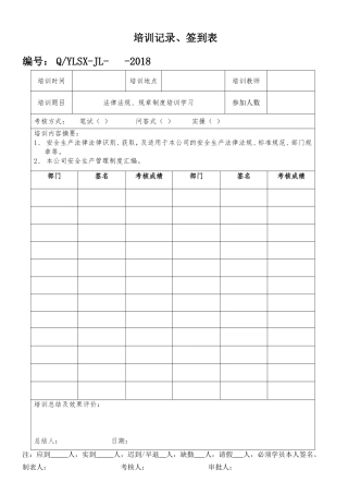 培训记录、签到表