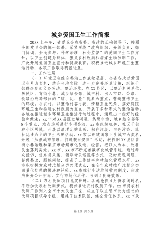 2024年城乡爱国卫生工作简报