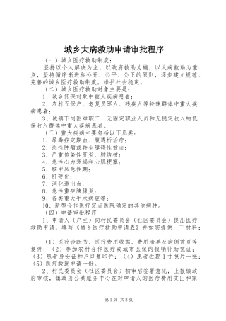 2024年城乡大病救助申请审批程序