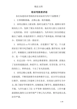 培训考核表评语