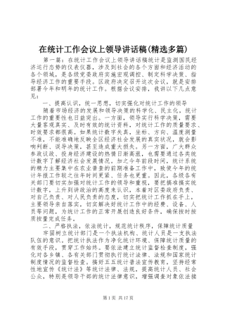 2024年在统计工作会议上领导致辞稿多篇