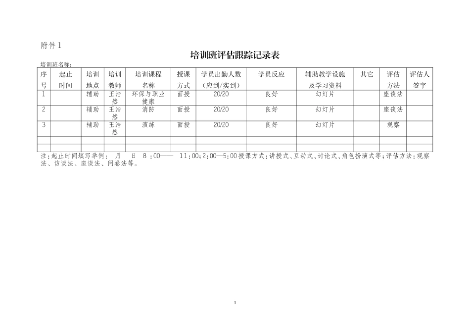 培训评估实表_第1页