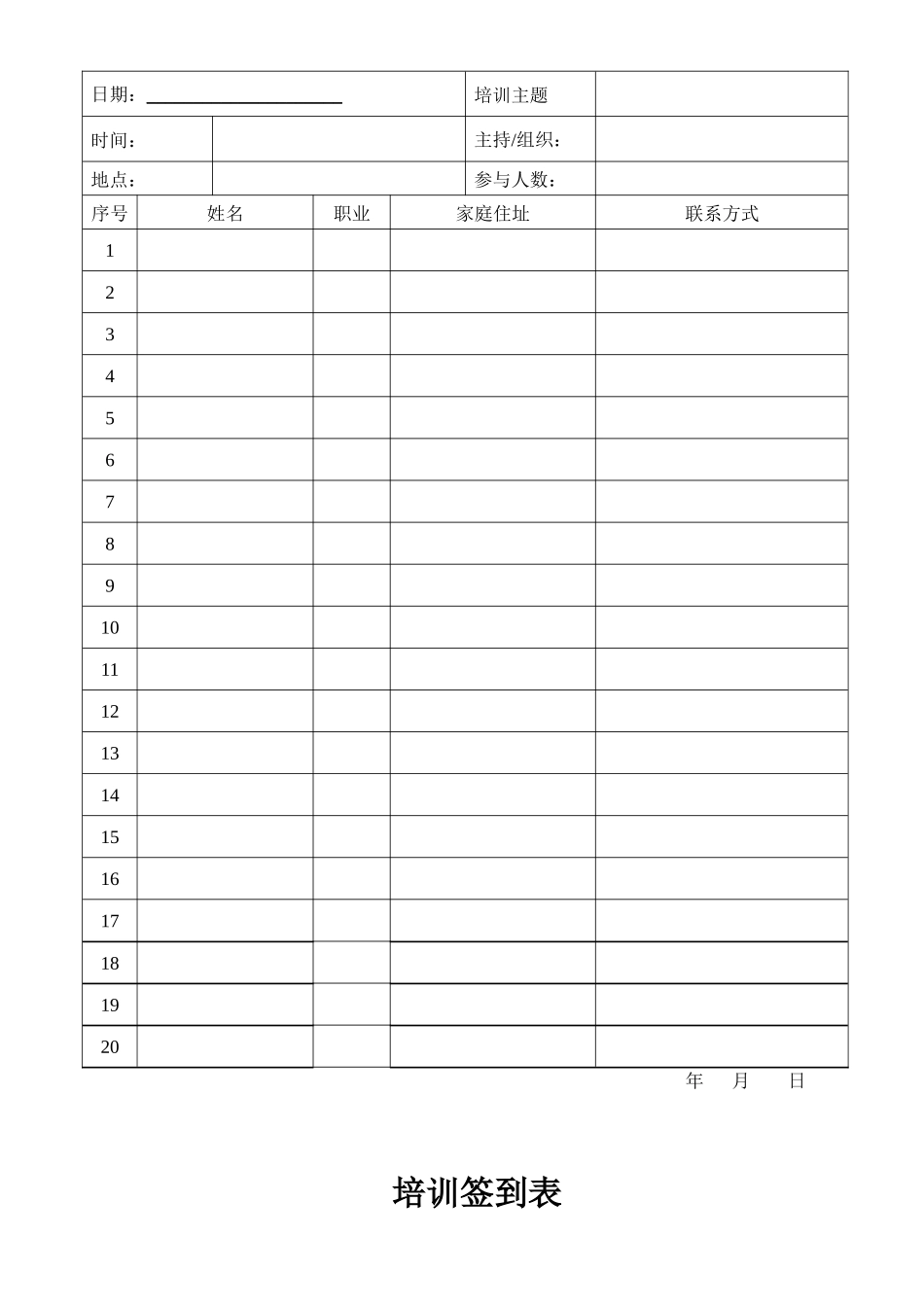 培训签到表模板_第2页