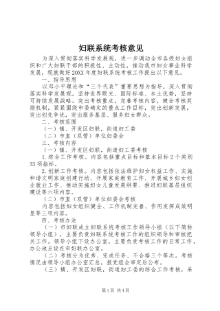 2024年妇联系统考核意见