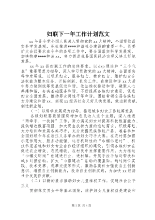 2024年妇联下一年工作计划范文